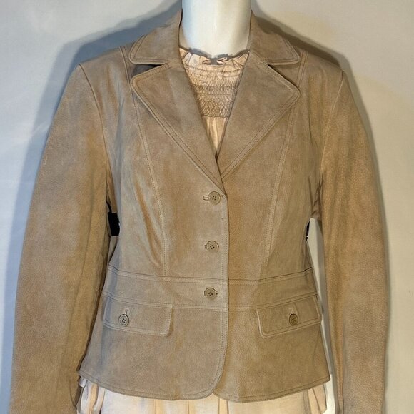 St.John's Bay SZ XL Tan Suede Leather Jacket Western Old Money Timeless Ranch - Picture 1 of 11
